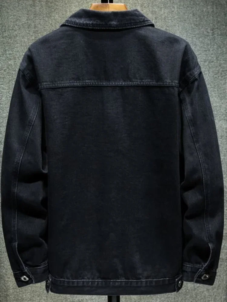 Vestes en jean cargo pour hommes, manteau en jean noir, vêtements à bas prix, tissu à bord, designer élastique, style coréen G, automne