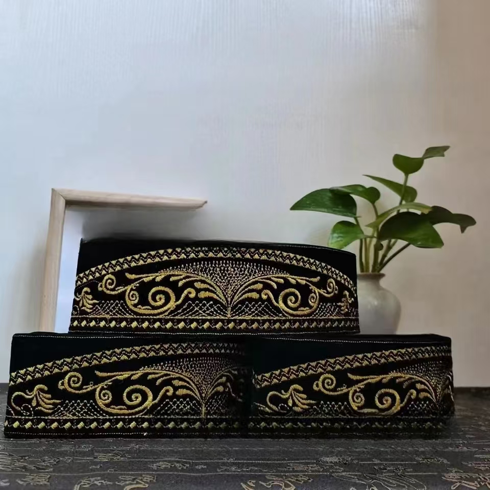 Casquettes de bateau malaisiennes pour hommes, chapeau brodé noir et rouge, velours doux au toucher, vêtements de sauna de dinde, hijab élégant, Eid Prayer, Lslam