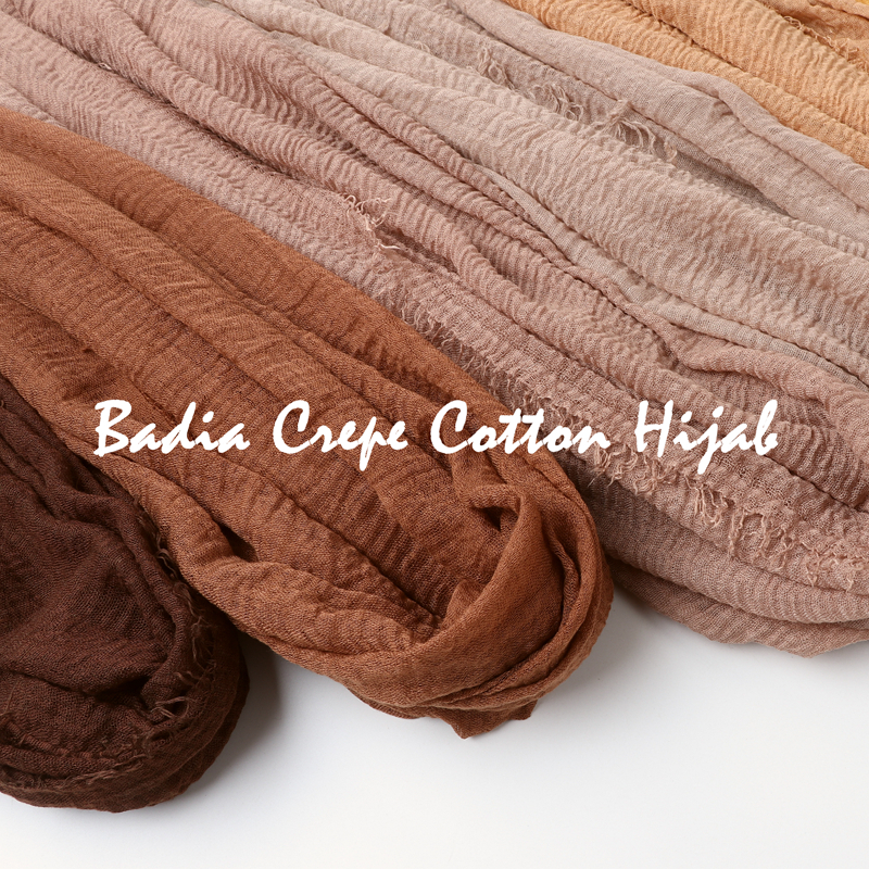 Foulard Hijab en Coton Froissé pour Femme, Uni, Maxi, Voile Musulman Doux et Léger 90*180cm