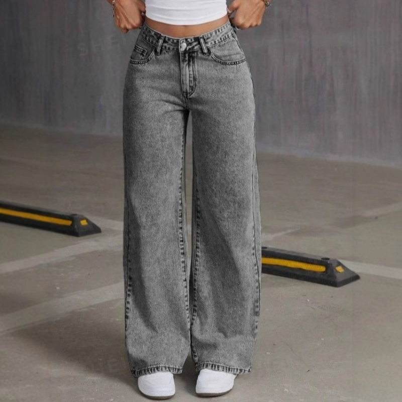 Jeans vintage pour hommes avec broderie nœud, pantalon en denim délavé, coupe ample unisexe style Harajuku, jambe droite, streetwear, mode décontractée, nouvelle tendance