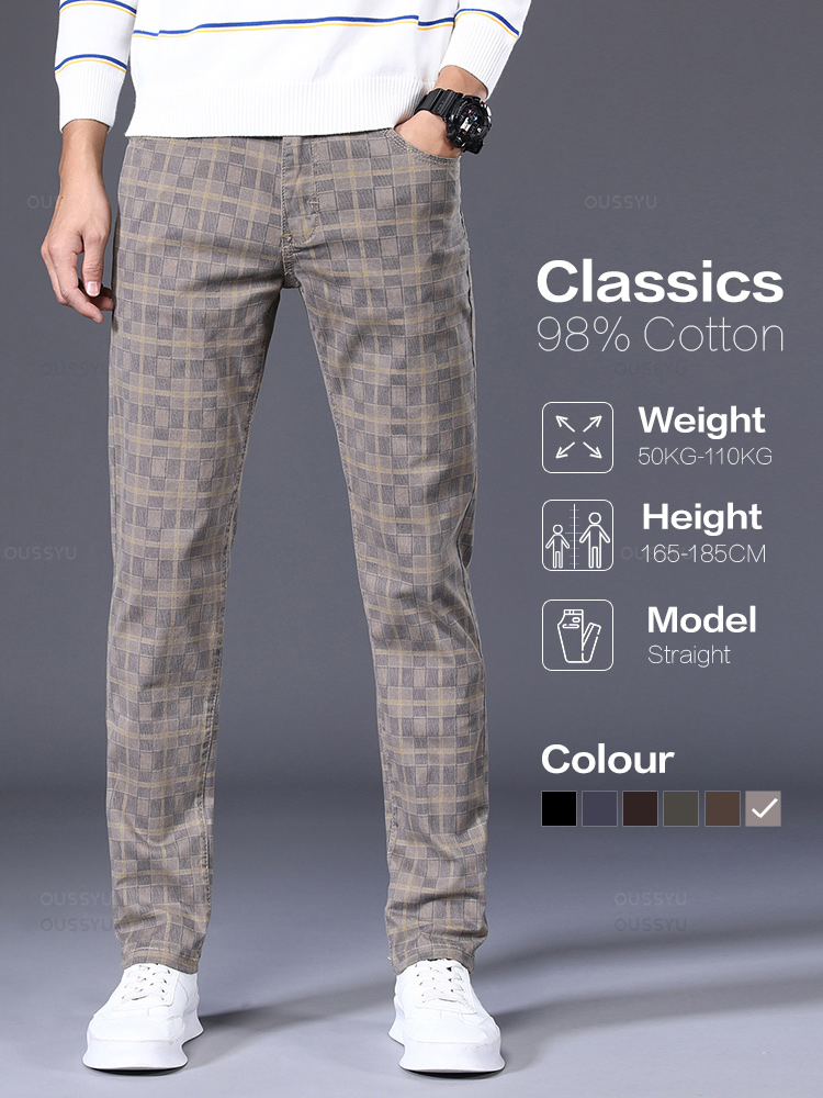 Haute qualité marque vêtements classiques Plaid pantalons décontractés hommes 98% coton rétro affaires Banquet vérifier pantalon mâle grande taille 40 42