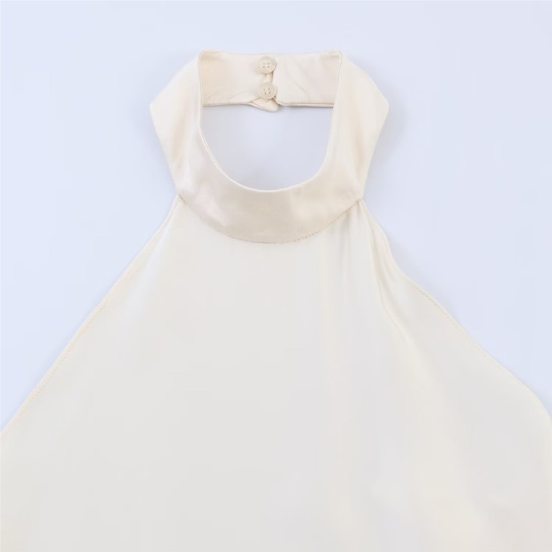 Haut en satin pour femme, style licou, sexy, dos nu, asymétrique, collection printemps-été, camisole chic pour femme, style urbain