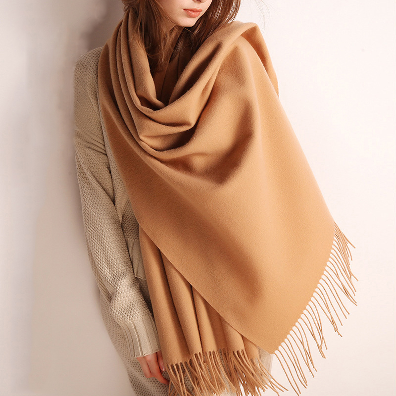Écharpes en cachemire de haute qualité pour femmes, châles Pashmina épais et chauds et doux, enveloppes solides en laine, longue écharpe à pampilles, nouvelle collection hiver 2024