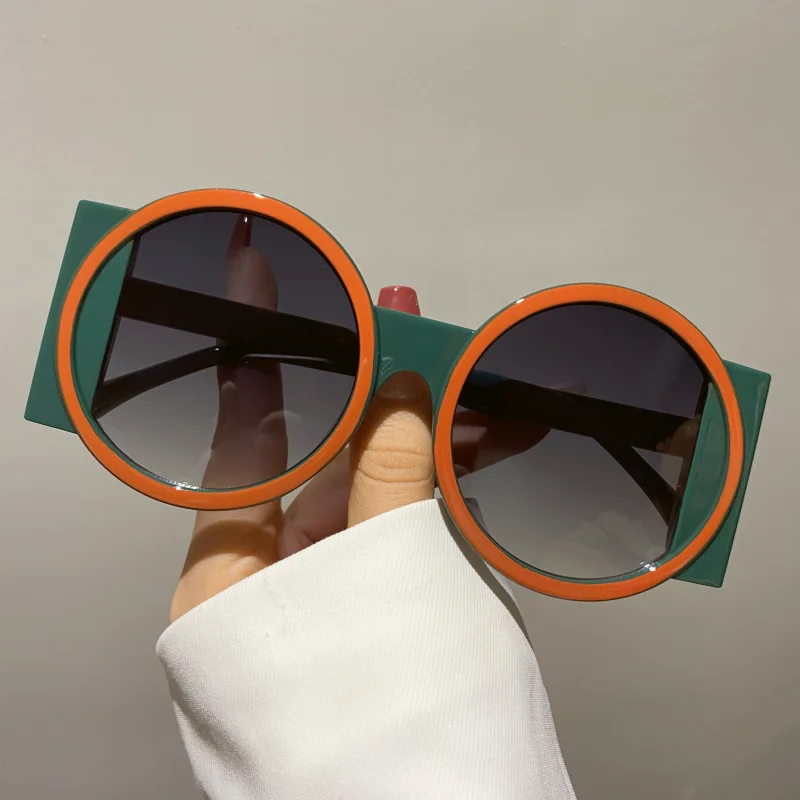 Lunettes de soleil rondes à double document pour hommes et femmes, tendance rétro, lunettes de soleil de voyage, photo de rue, fête de vacances, lunettes de plage, mode