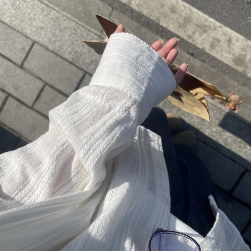 Chemise Femme à Rayures Blanches, Style Décontracté, Printemps-Automne, Design Tendance INS, Blouse à Boutons, Haut à Manches Longues, Vêtement Décontracté