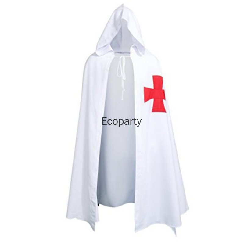 Costume croisé médiéval, Cape templier avec capuche, Robe Renaissance pour hommes, tenue d'halloween pour adultes et adolescents