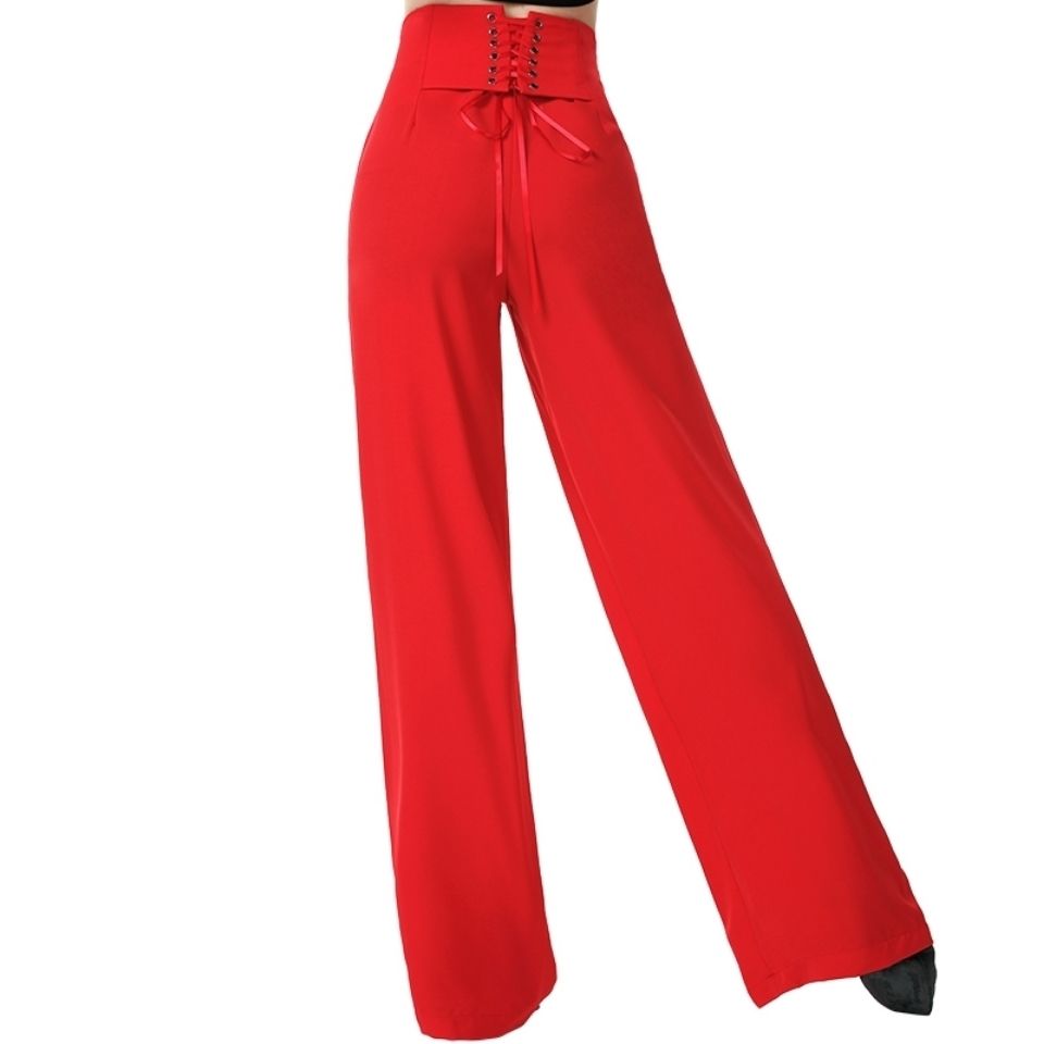 Pantalon femme pantalon de danse latine danse moderne danse salle de bal pantalon à jambes larges dames taille haute décontractée pantalon en mousseline de soie ample