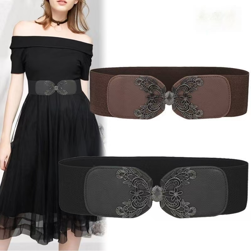 Ceinture avec ceinture élastique pour femmes, jupe décorative simple, manteau élastique polyvalent, assorti à la mode, robe, ceinture large