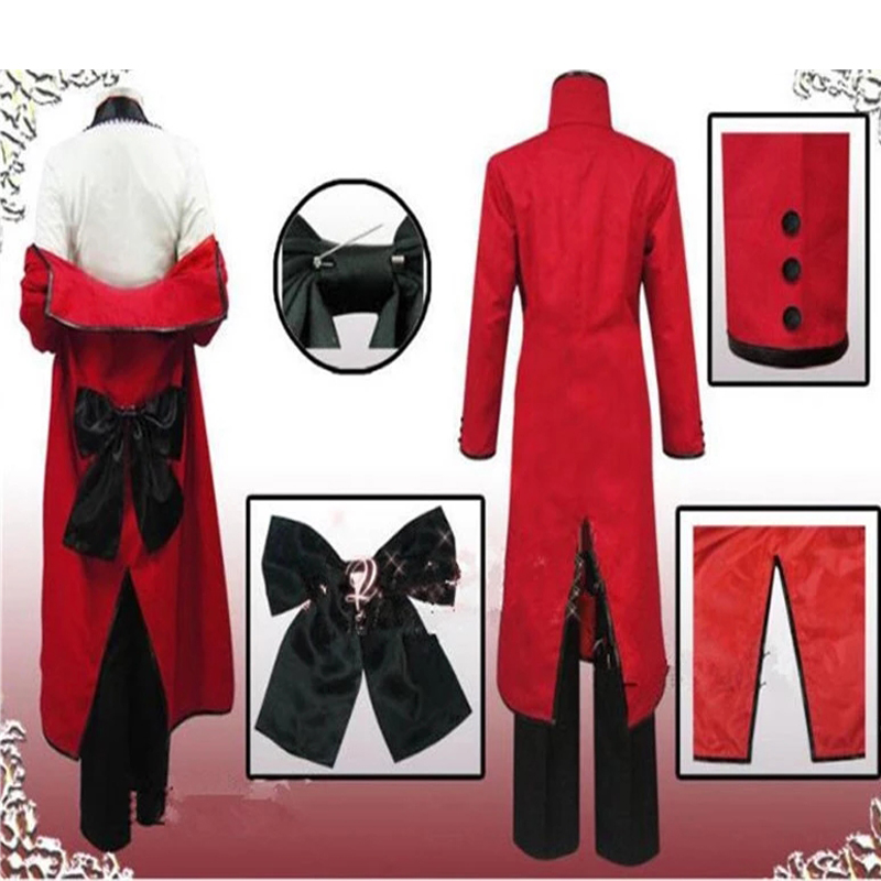 Anime Black Butler Death Kendigami Grell Sutcliff Cosplay, uniforme rouge, tenue et lunettes, olympiques de carnaval, Halloween, femmes et hommes