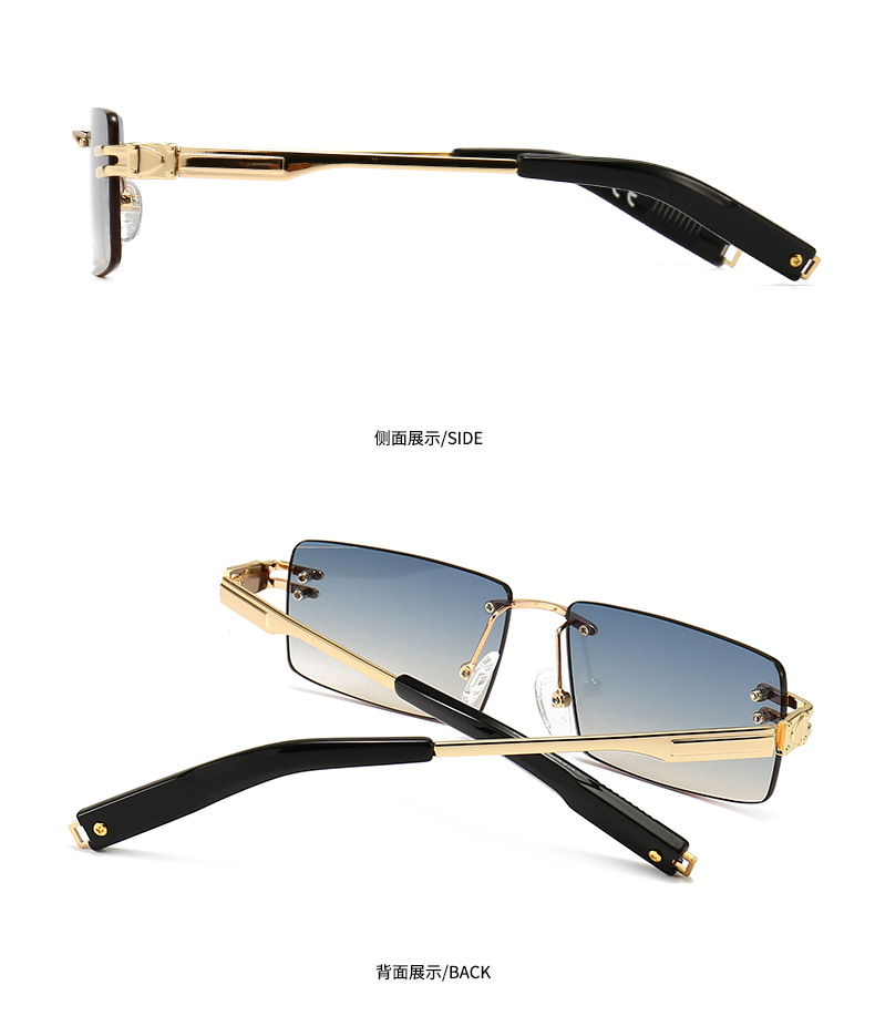 Lunettes de soleil de luxe sans bords, petites lunettes carrées pour femmes et hommes, marque de mode de styliste rétro dégradé, tendance, UV400