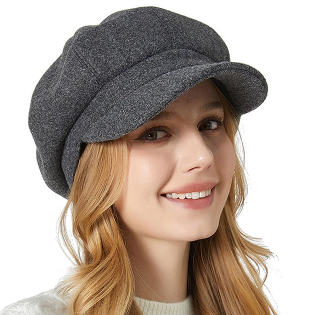 Chapeaux d'automne et d'hiver pour femmes, casquette octogonale unie, casquette décontractée pour hommes et femmes, béret d'hiver, casquettes de peintre pour femmes ﻿