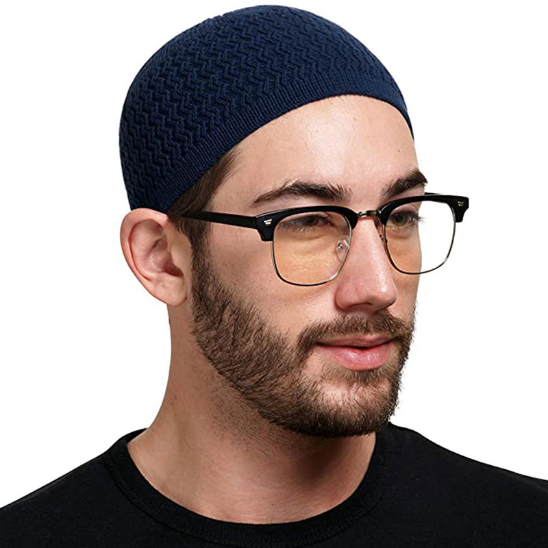 Bonnets unisexe casquette chaud islamique Ramadan juif kippa Homme chapeau hiver tricoté hommes musulmans chapeaux de prière hommes Wrap tête casquettes