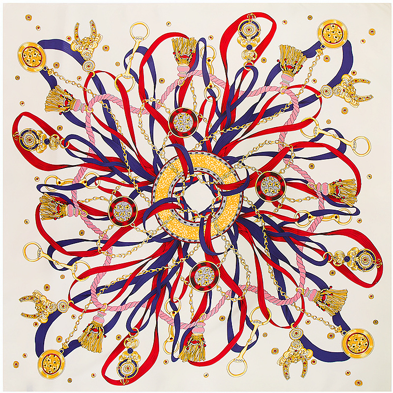 130*130 cm 100% sergé foulard en soie femmes luxe chaîne impression plage châle carré Bandana foulard Femme Fourlard Echarpes étoles