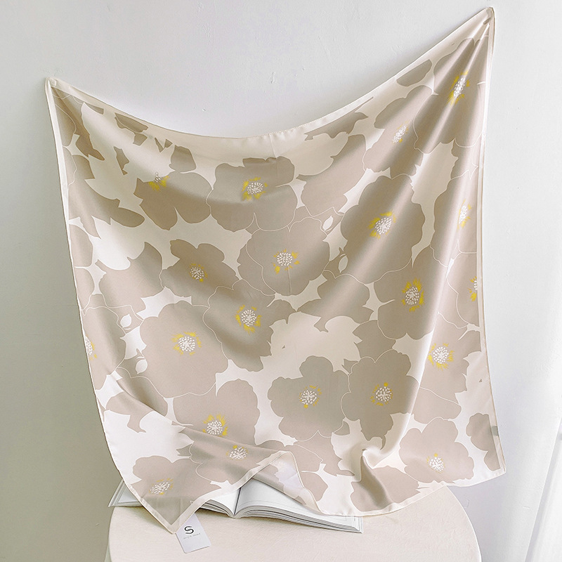 Foulard en Satin pour femmes, 90CM, à la mode, pour le cou, imprimé Floral, châles, enveloppe la tête, Bandana, Hijab, sergé, soie, sac