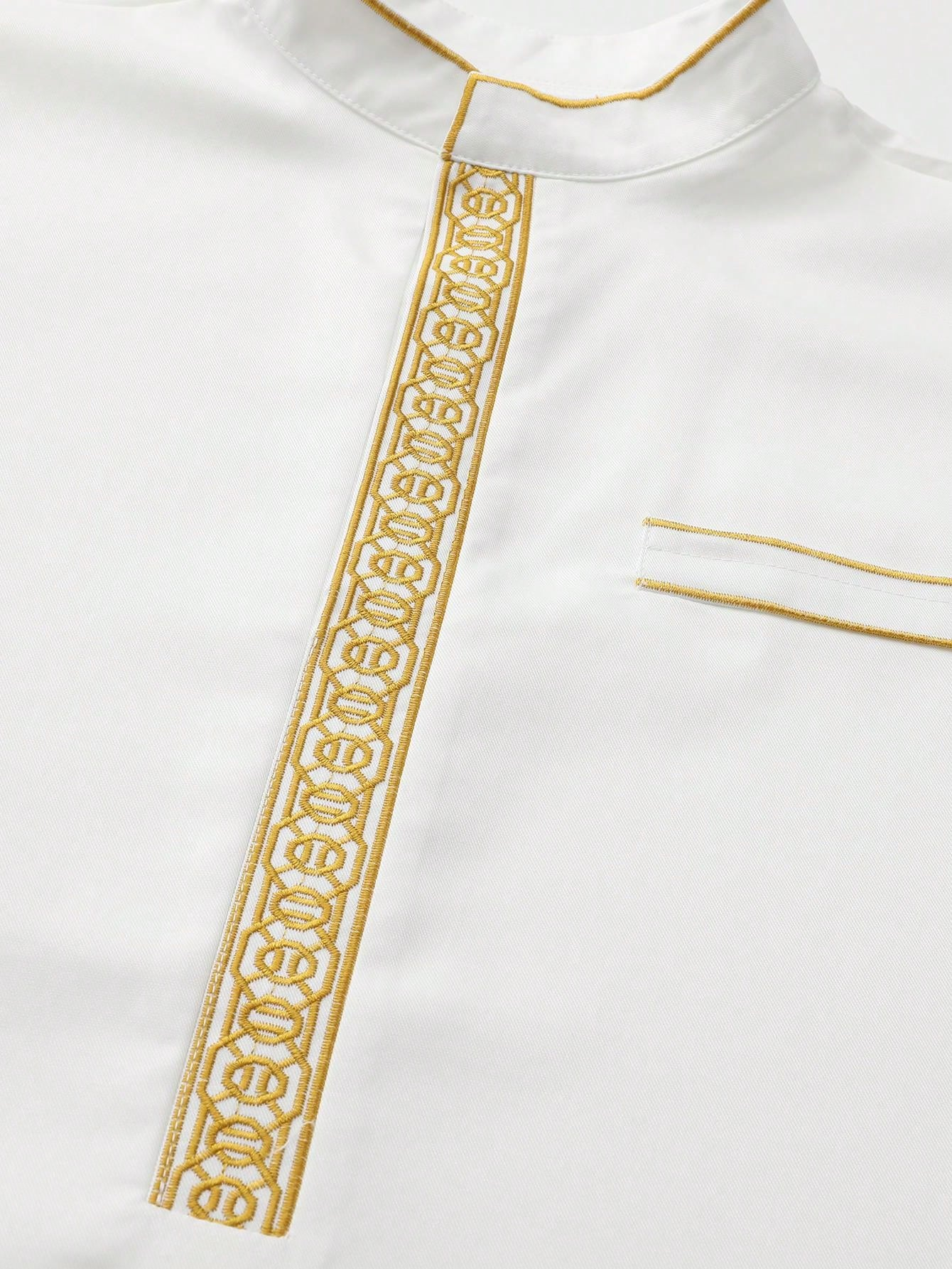 Robe de luxe pour hommes musulmans arabes, robe longue à manches longues brodée avec col montant, thobe pour hommes arabes