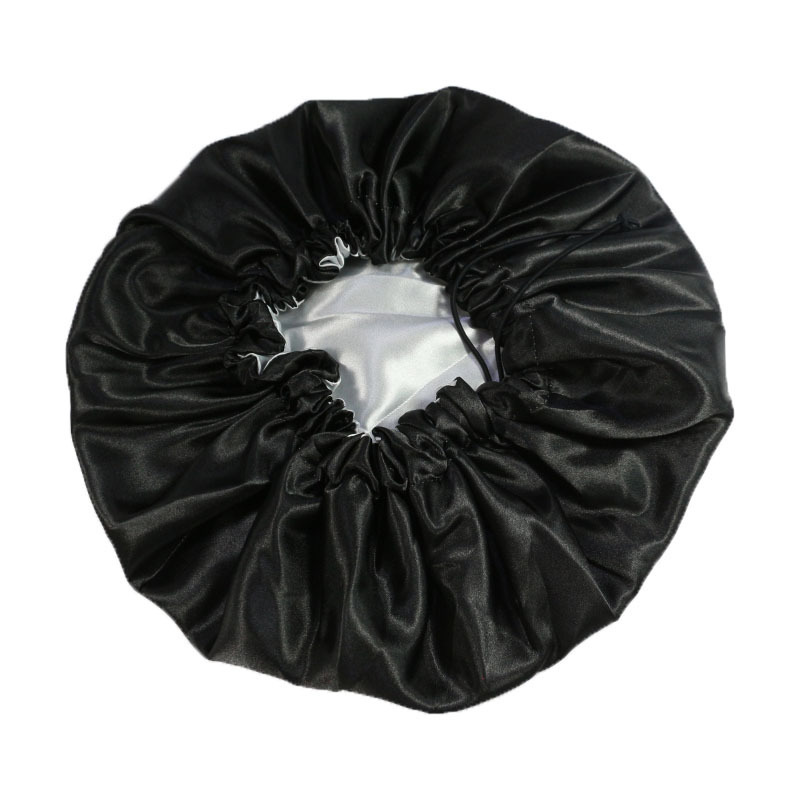 Bonnet en satin double couche extra large pour femme, bonnet de couchage doublé, bonnet de protection des cheveux, ficelle à proximité réglable