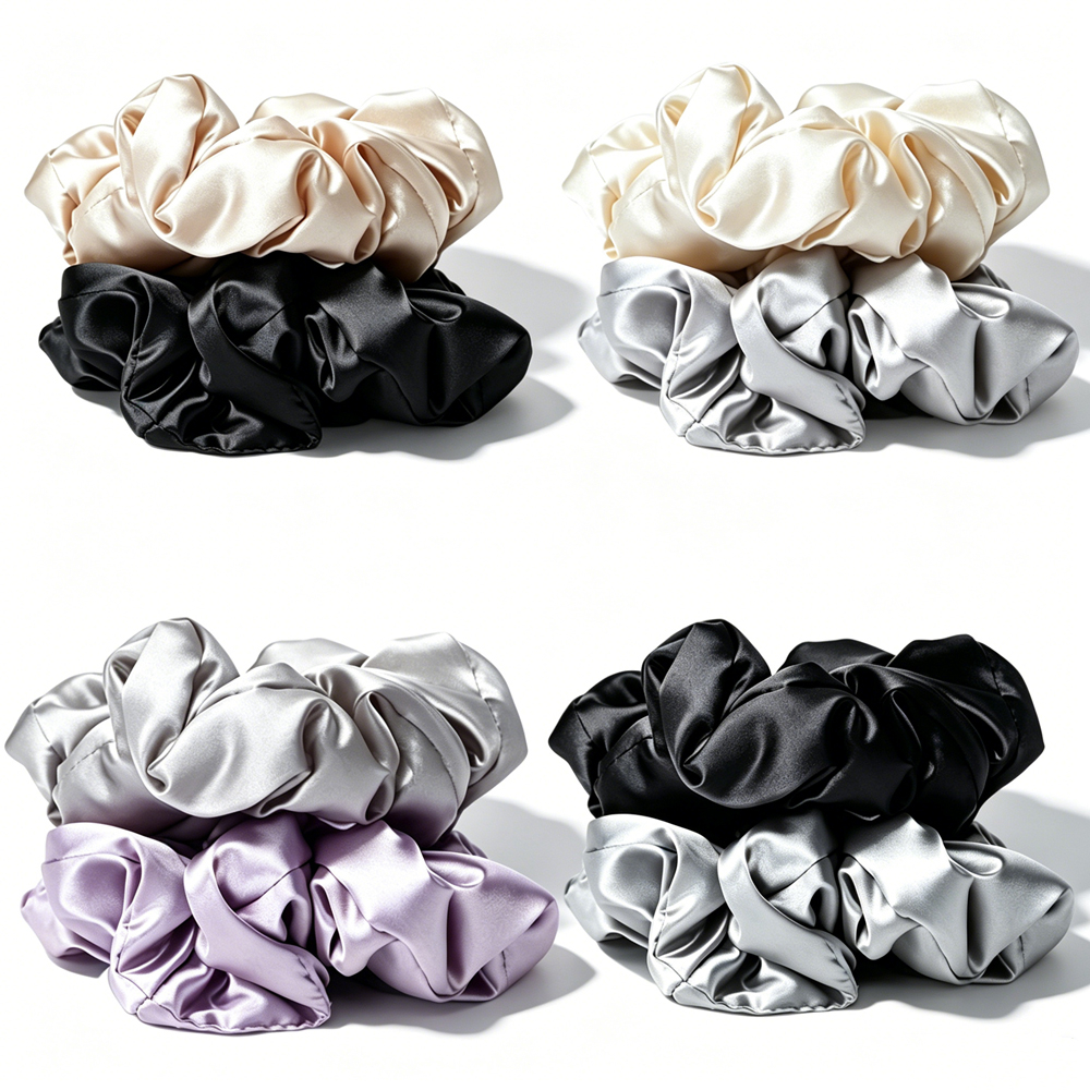 Lot de 2 chouchous en satin pour cheveux, rembourrés en coton, doux pour le sommeil, accessoires capillaires protecteurs pour femmes