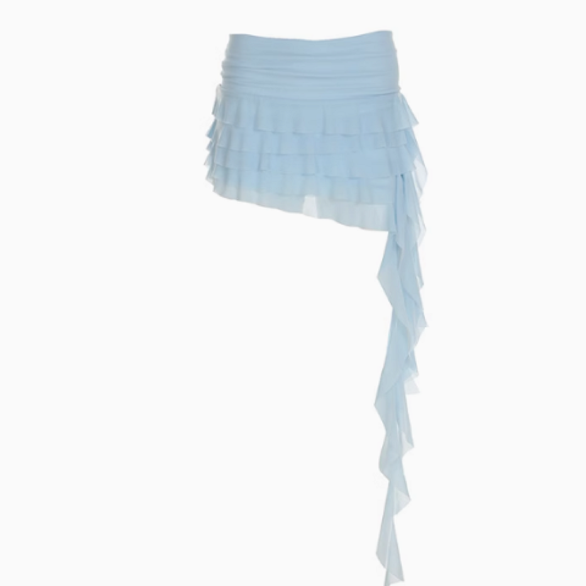 Mini jupe taille haute en maille pour femmes, ourlet fluide, jupes Y2K, élastique irrégulière, été coréen, multicouche, garniture à volants, Lingerie