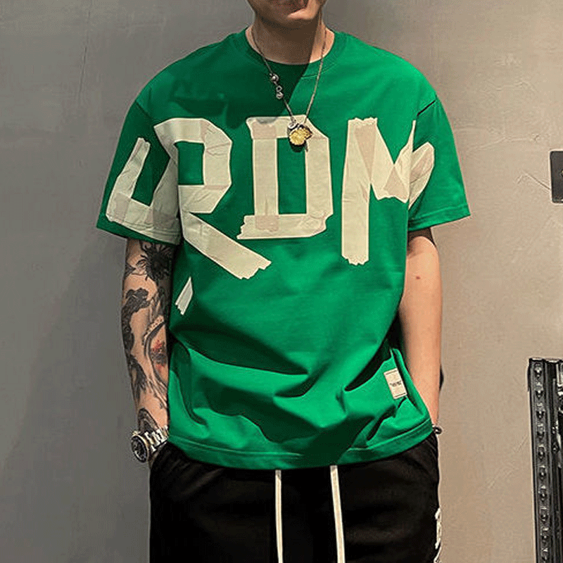 T-shirt manches courtes col rond, décontracté, assorti avec tout, tendance coréenne, couleur unie, lettre imprimée, ample, mode jeunesse, été 2023