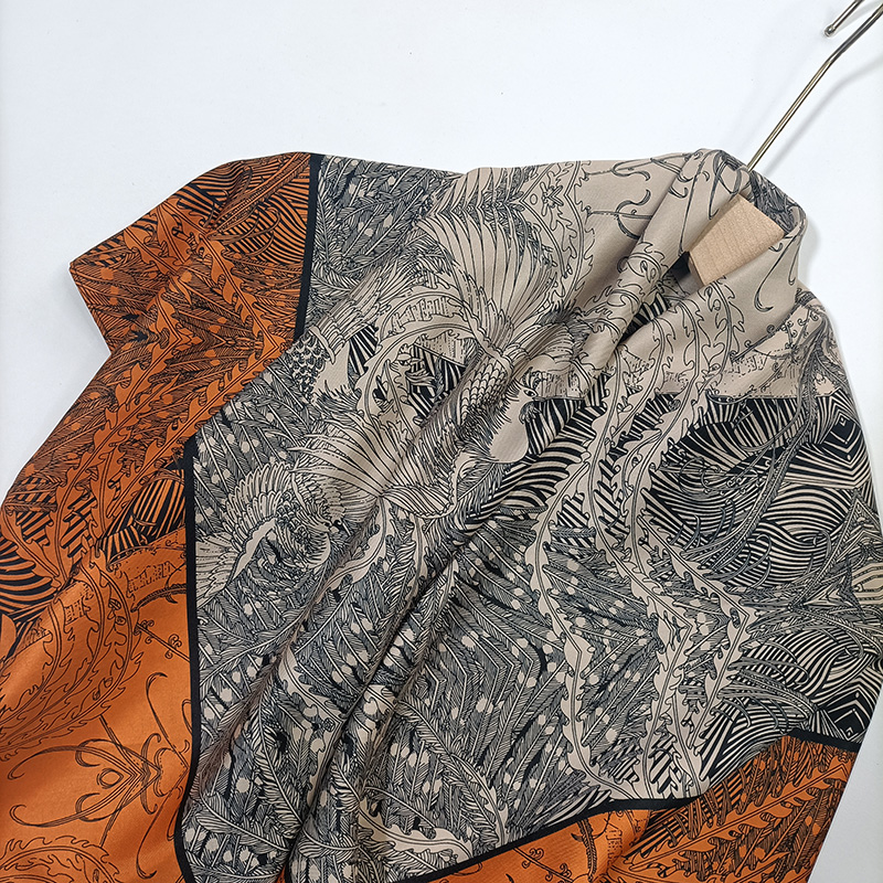 Haute qualité femmes sergé soie sentiment cheveux cou carré Bandana écharpe de luxe bureau hôtel serveur agents de bord 90*90 cm