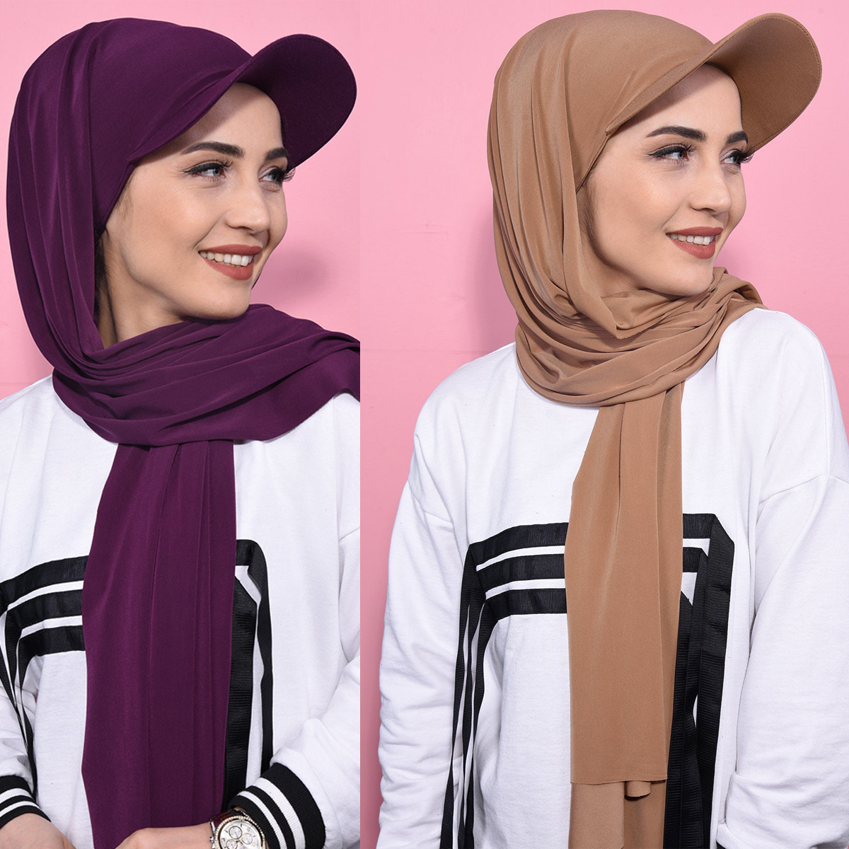 Nouveau Hijab Sportif Instantané en Jersey Tendance 2026 pour Femmes Musulmanes avec Casquette de Baseball Intégrée – Prêt-à-porter pour l'Été