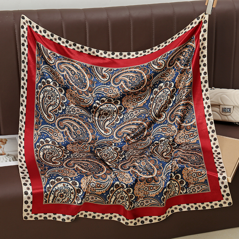 Foulards en soie de haute qualité 90x90cm, mouchoir imprimé à motifs de cajou, foulards carrés, Bandana en soie pour femmes, accessoires de sac