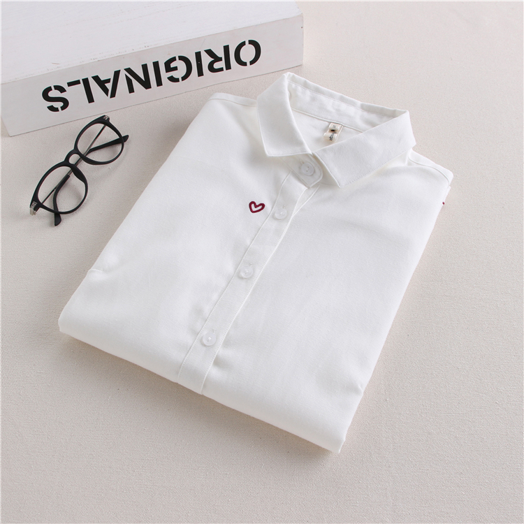 Marque broderie femmes Blouses 2024 nouveau printemps femmes à manches longues Blouse coton Oxford décontracté chemises blanches femmes hauts vêtements