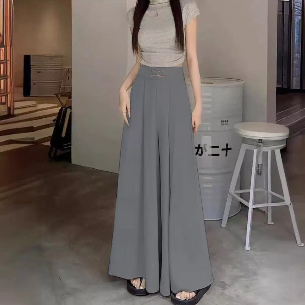 Pantalons pour femmes 2025 printemps été taille haute Style chinois Femme pantalon décontracté en mousseline de soie Protection solaire dames jupe pantalon
