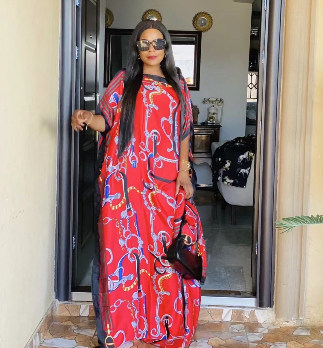Longueur de la robe 142 cm, buste: 160 cm 2025 femmes robes imprimer Dashiki Sexy Boho décontracté plage femmes robe longue/robe Yomadou Colo