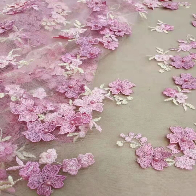 Tissu en dentelle de luxe brodé de fleurs en maille, style africain, haute qualité, fait main, appliqué 3D, pour robes de mariée 2026