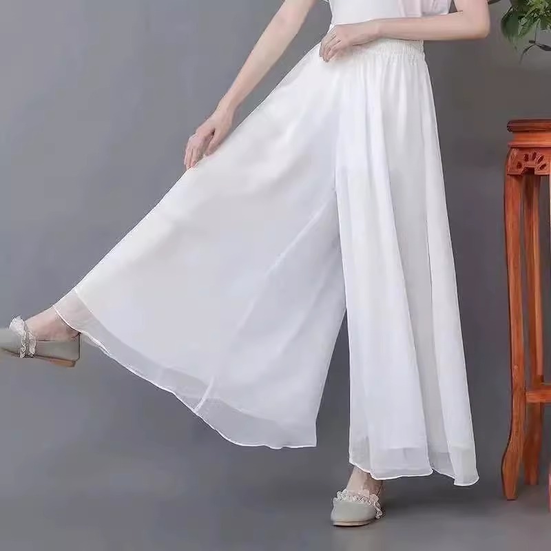 Pantalon de danse classique en mousseline de soie, jambes larges pour femmes, pantalon d'entraînement de danse moderne, pantalon de danse ample, pantalon de Yoga corporel pour filles adultes