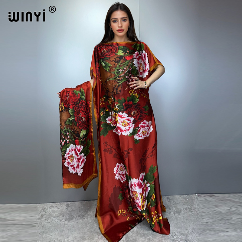 WINYI Robe traditionnelle africaine musulmane pour femme, Abaya Dubaï, Kaftan de luxe, Robe de soirée élégante, Robe longue maxi, Tenue de plage