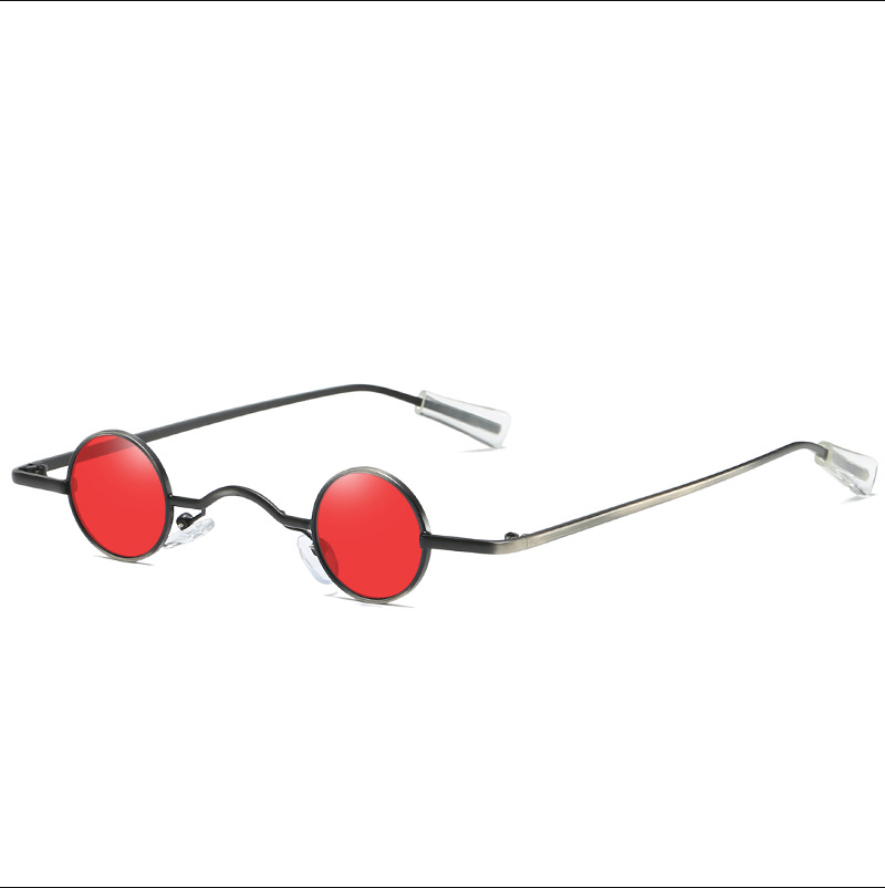Petites lunettes de soleil rondes pour femmes, rétro, tendance, large pont, marque, styliste, punk, steampunk, vintage, nuances noires