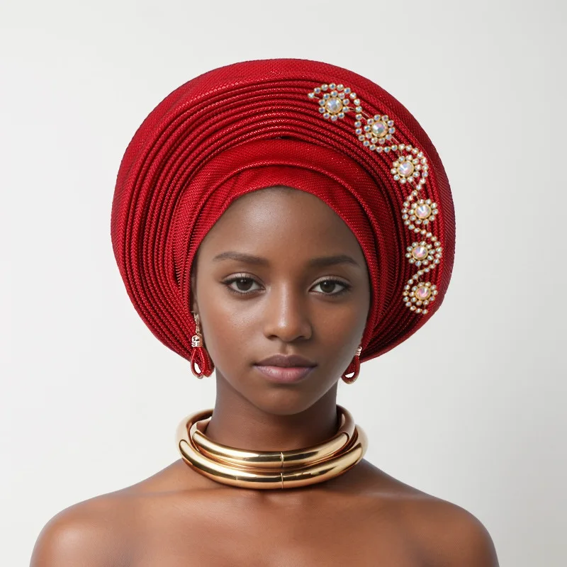 Couvre-chef africain Auto Gele femmes Turban casquette Nigeria couvre-chef fête de mariage cravates femme bandeau déjà fait Autogele