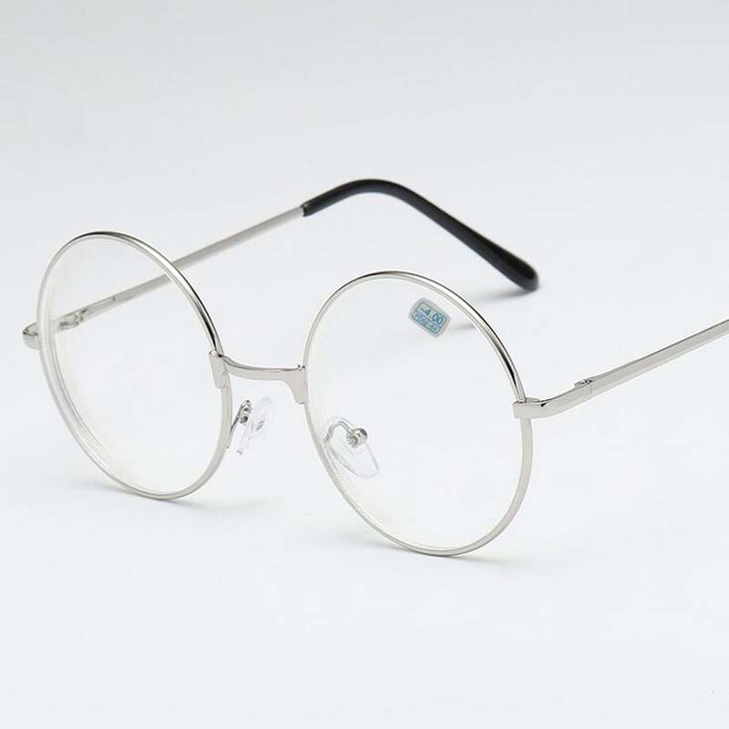 Lunettes rondes femme hommes lunettes rétro myopie optique montures métalliques lentille claire noir argent or lunettes-1.0 -1.5 -2.0 à-4.0