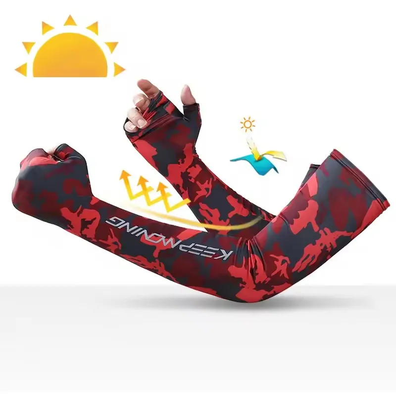 Manchons de bras de Camouflage en soie glacée pour hommes et femmes, manchette de sport Cool d'été, cyclisme, Fitness en plein air, Protection solaire