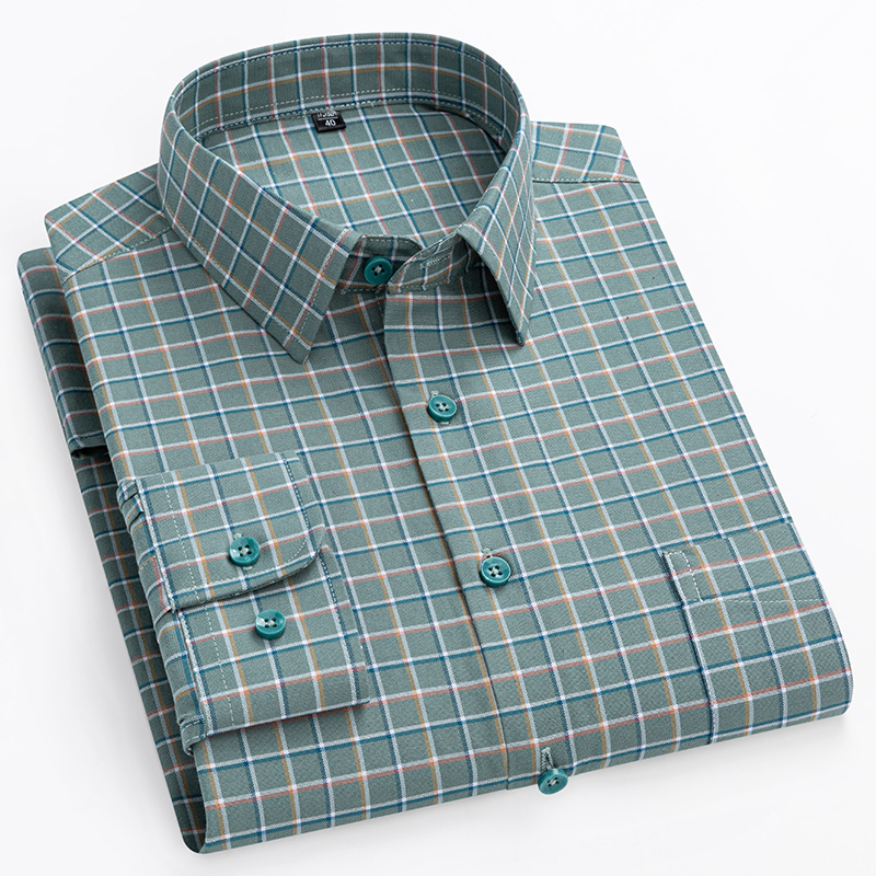Nouveauté : Chemise grande taille 14XL 100% coton à manches longues pour hommes, coupe ajustée, chemise formelle unie, tissu doux à carreaux et rayures pour affaires.
