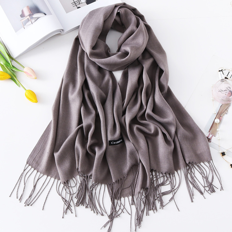 Écharpe en Cachemire avec Pompon pour Femme, Châle de Tête Long et Chaud, Doux et Résistant, Nouvelle Collection Automne Hiver 2019