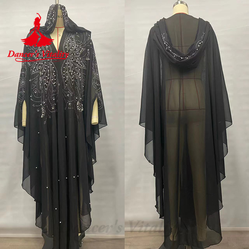 Robes de spectacle de danse du ventre pour femmes adultes, Robe en mousseline de soie avec perles exquises, Costume d'attente pour concours de danse orientale