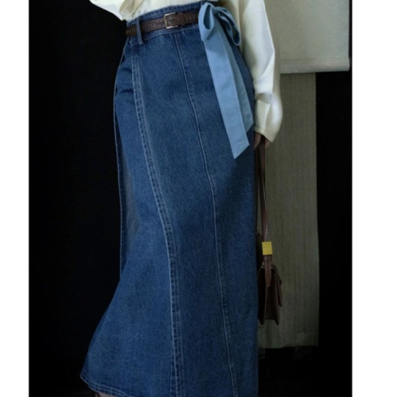Jupes en jean pour femmes, longues, coupe trapèze, asymétriques, élégantes, avec empiècements, style vintage, délavées, effet usé, Y2K, streetwear, décontractées, été 2026