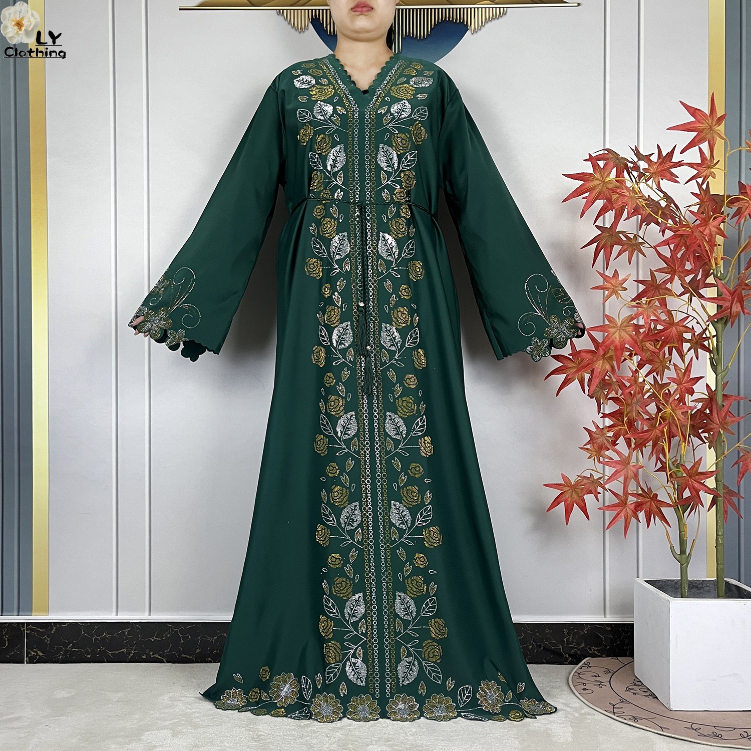 Nouvelle robe élégante pour femmes musulmanes, en mousseline de soie, avec diamants, manches longues, vêtements décontractés, abaya africaine, Dubaï, Turquie, vêtements islamiques