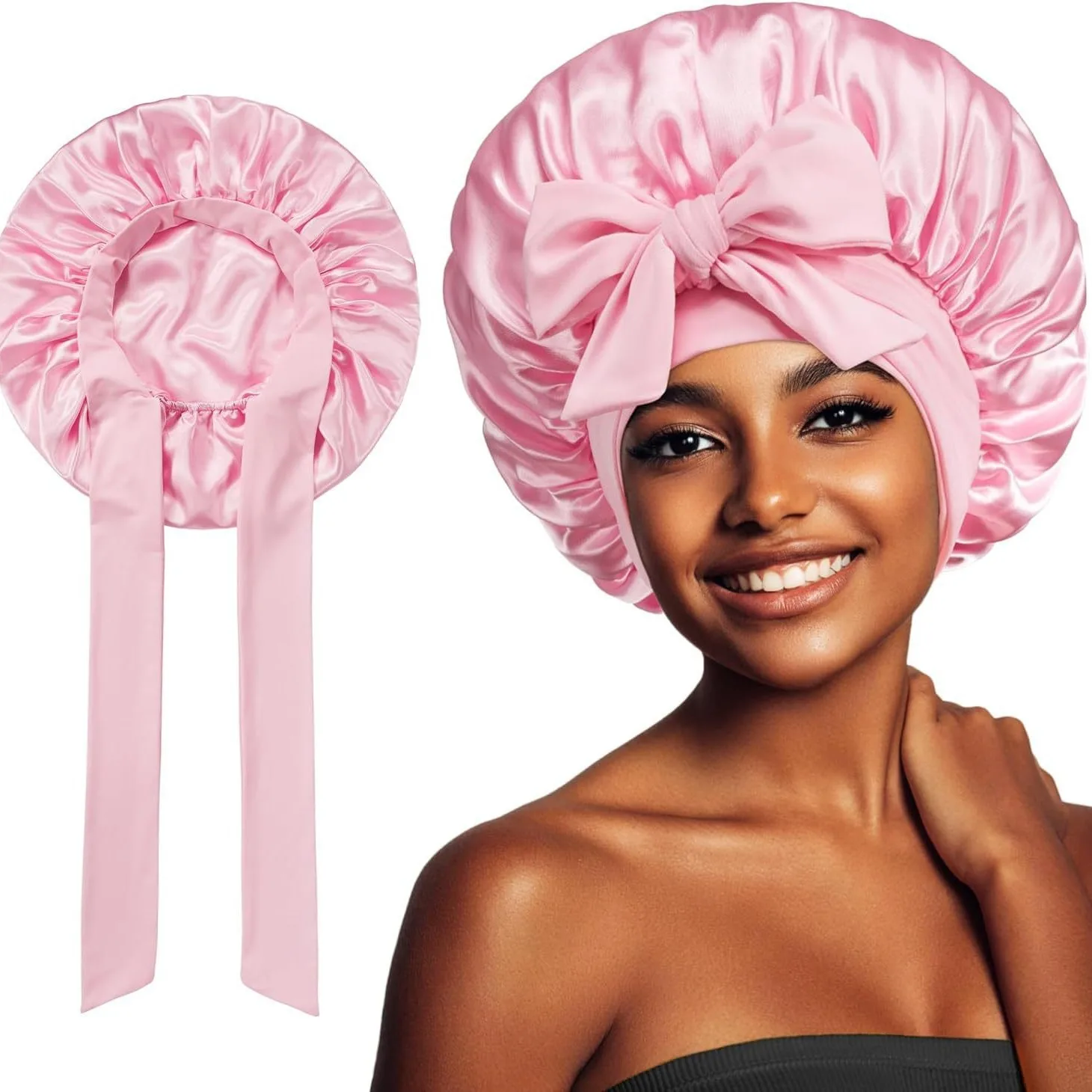 Nouveau Bonnet de Nuit en Coton Noir pour Femmes – Bandeau de Nuit Tendance pour Soin des Cheveux