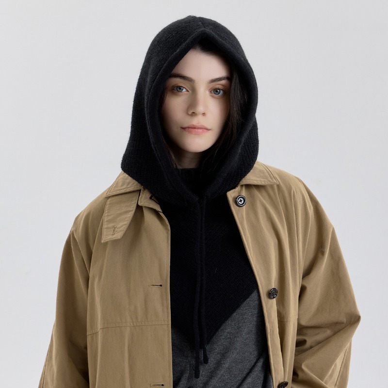 Cagoule d'hiver pour femmes, écharpe tricotée à capuche, casquette chaude d'extérieur, une pièce, col de cou, chapeaux pour filles