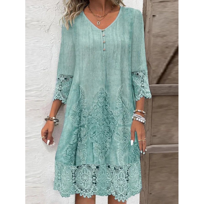 Bef123-Robe en dentelle à volants pour femmes, robes élégantes, boutons au crochet, décontracté, Boho, sexy, vacances, fête, printemps, été