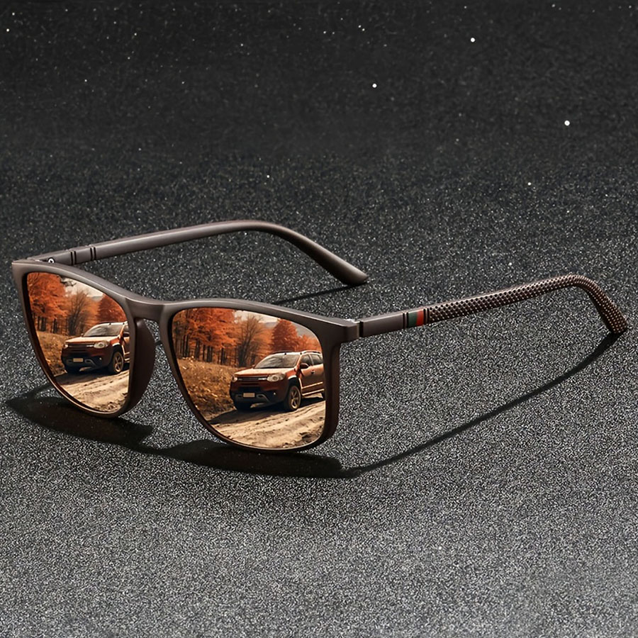 Lunettes de soleil rectangulaires vintage unisexes, lunettes de mode décontractées, ultra-légères pour la conduite et les activités de plein air