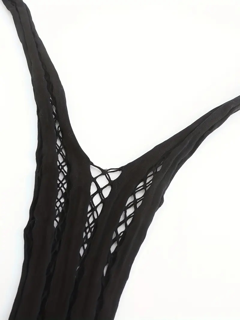 Robe longue sexy en résille pour femme, transparente et moulante, idéale comme tenue de nuit ou de plage (sans bikini)