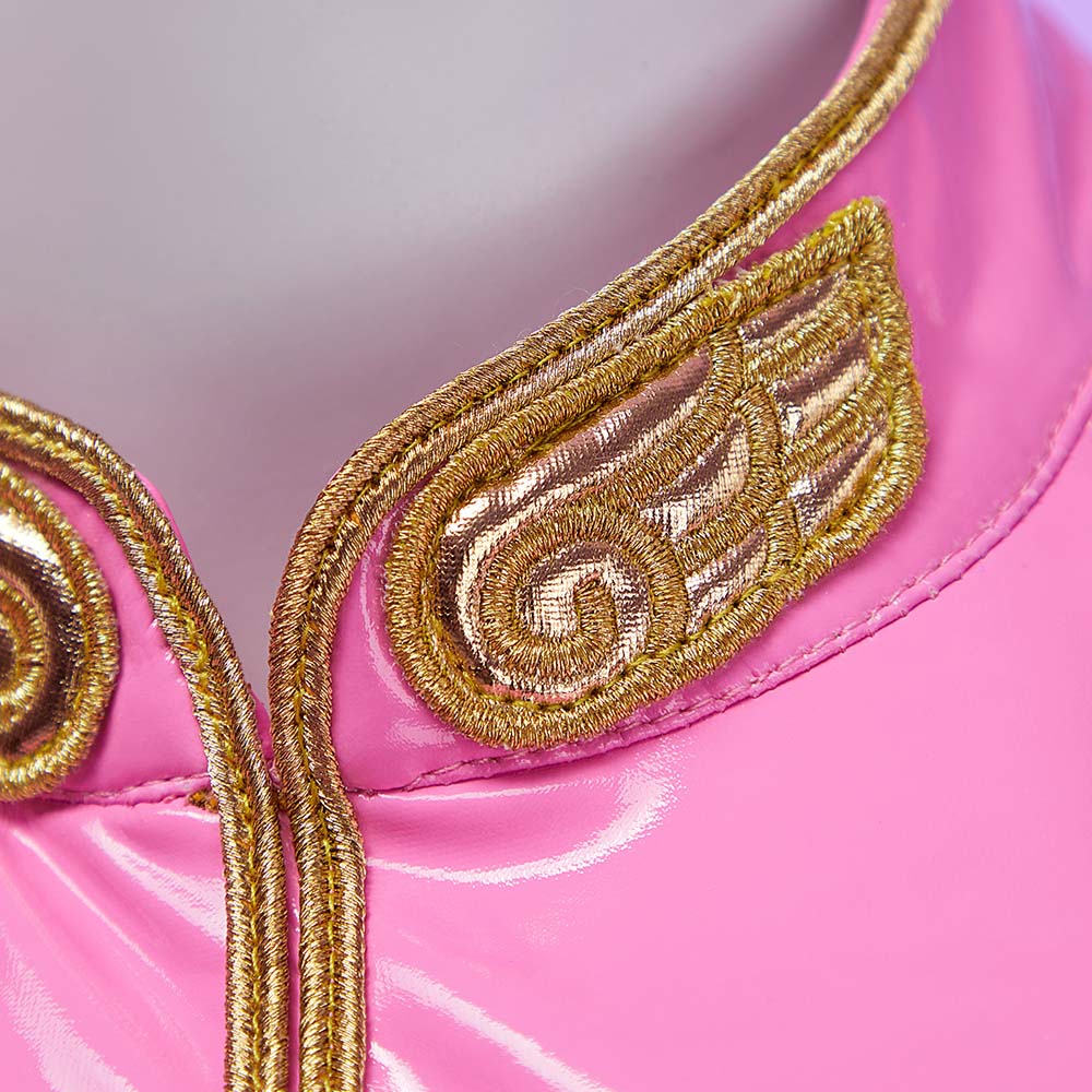 MOBBUNNY-Costume de cosplay dio pour femme, lingerie découpée en forme de cœur, costume de batterie licou avec gants, anneaux de jambe