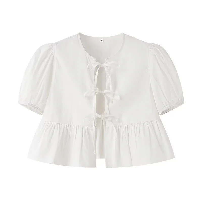 MUJER chemisiers à volants femme manches bouffantes chemises et chemisiers pour femmes blanc noir froncé haut court femme froncé chemisier femme