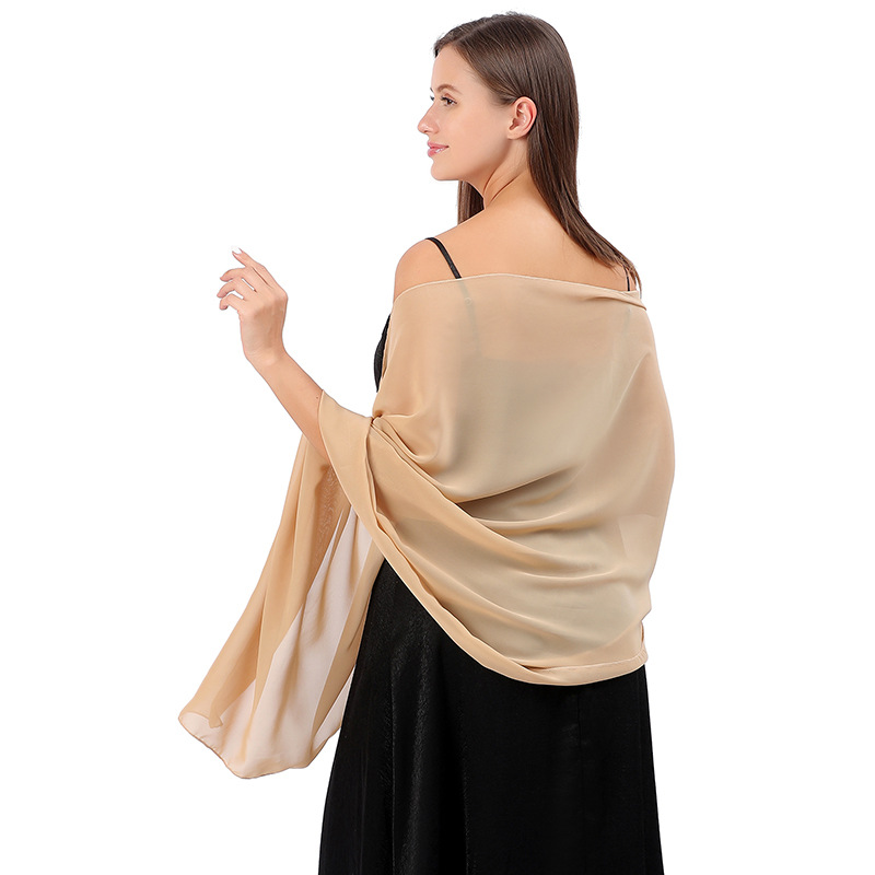 Châle de mariage élégant en mousseline de soie, couleur unie, pour mariée, demoiselles d'honneur, robe de soirée, écharpe Cheongsam, accessoire deux en un pour femmes
