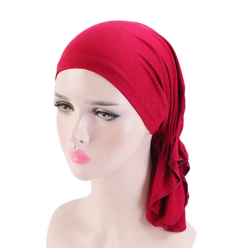 Écharpe pré-nouée en bambou musulman pour femme, bonnet chimio, casquettes, chapeau turban, vêtements de sauna, écharpe ronde, bandanas cancer, accessoires pour cheveux